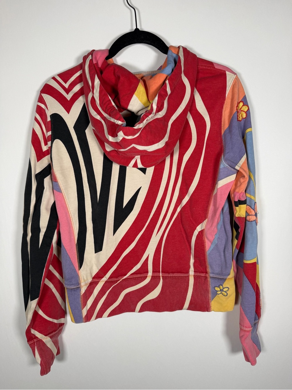 Vintage Y2K Lucky Brand The Beatles rainbow sunburst Love floral hoodie M - Picture 2 of 10